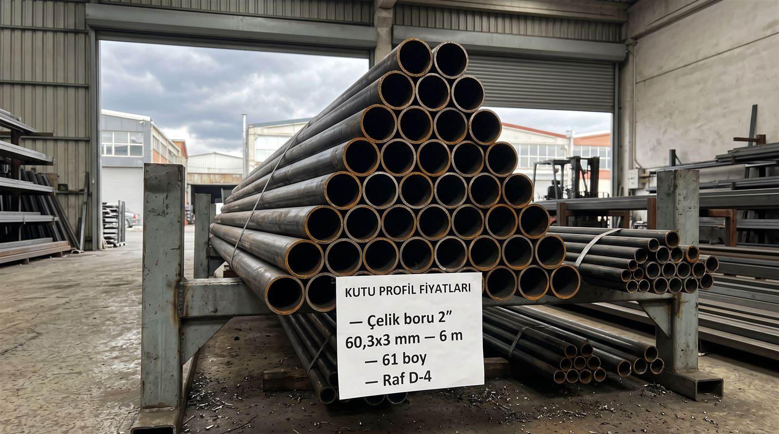 Siyah dikişli çelik boru 2 inç 60,3x3 mm demeti piramit istif