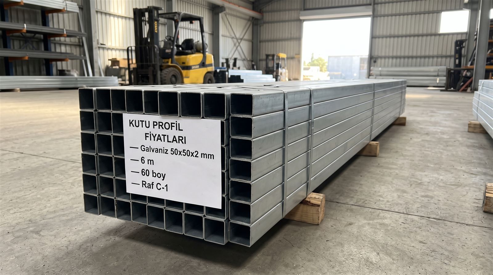 Galvaniz kutu profil 50x50x2 mm paketi, çinko çiçek desenli yüzey