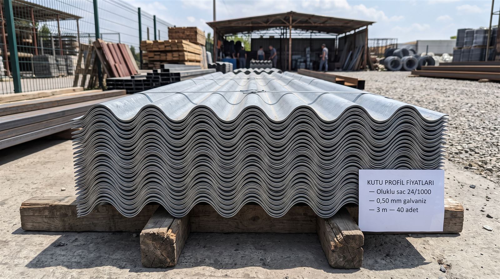 Galvaniz sinüs oluklu sac paketi yakın çekim
