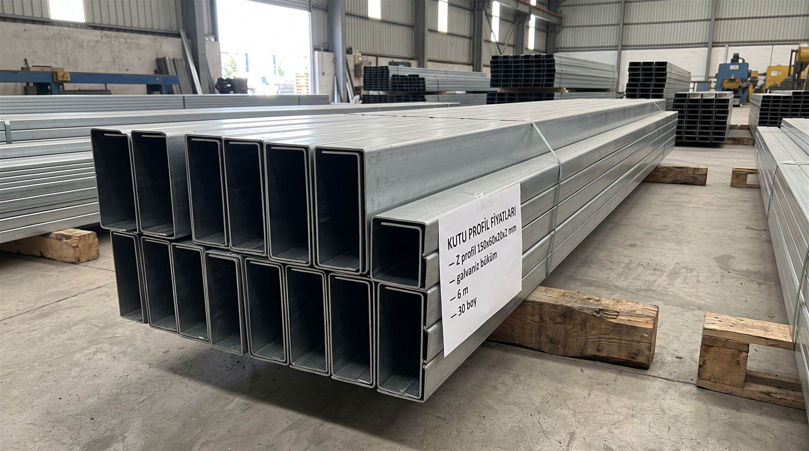 Galvaniz büküm Z profil demeti 150x60x20x2 mm